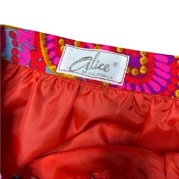 60s Vintage ALICE of California Cocktail Party MCM Floral Vivid skirt - Picture 3 of 7